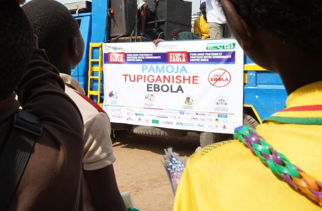 (260904) --BUKAVU, Sept. 4, 2026 (Xinhua) -- Local residents conduct Ebola prevention publicity on a street in Bukavu, eastern Democratic Republic of the Congo, Sept. 3, 2026. The Africa Centers for Disease Control and Prevention (Africa CDC) said Thursday it remains too early to say that the Ebola outbreak in the Democratic Republic of the Congo (DRC) is under control, despite signs of stabilization in recent weeks. (Xinhua)