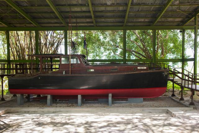 (260904) -- HAVANA, Sept. 4, 2026 (Xinhua) -- This photo taken on Aug. 29, 2026 shows the yacht "Pilar" at Ernest Hemingway's former residence on the outskirts of Havana, Cuba. Hemingway's former residence is located at Finca Vigia on the outskirts of Havana, capital of Cuba. Hemingway lived there for about 20 years beginning in 1939, during which time he wrote works including "The Old Man and the Sea." (Xinhua/Li Muzi)