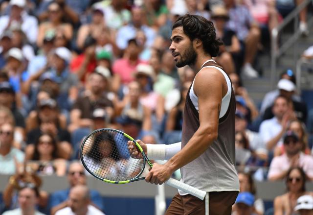 (260905) -- NEW YORK, Sept. 5, 2026 (Xinhua) -- Carlos Alcaraz of Spain celebrates scoring during the men's singles third round match against Wu Yibing of China at the 2026 US Open tennis championships in New York, the United States, Sept. 4, 2026. (Xinhua/Li Rui)