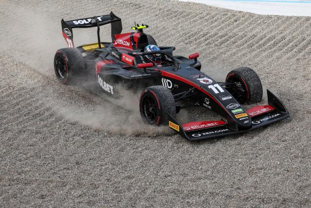 (260905) -- MONZA, Sept. 5, 2026 (Xinhua) -- Art Grand Prix driver Maciej Gladysz of Poland runs off the circuit during the sprint race of the Formula 3 Italian Grand Prix at Monza Circuit, near Milan, Italy, on Sept. 5, 2026. (Xinhua/Li Jing)