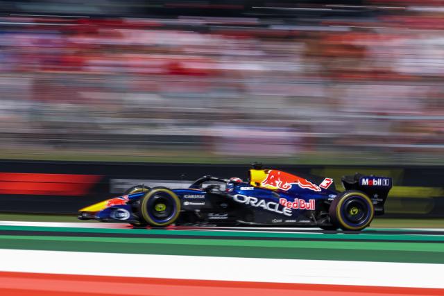 (260905) -- MONZA, Sept. 5, 2026 (Xinhua) -- Red Bull's Max Verstappen of the Netherlands races during the third practice session of the Formula 1 Italian Grand Prix at Monza Circuit, near Milan, Italy, on Sept. 5, 2026. (Photo by Qian Jun/Xinhua)