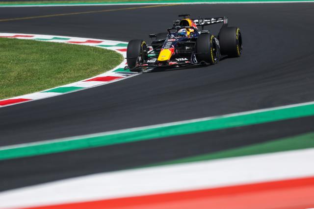(260905) -- MONZA, Sept. 5, 2026 (Xinhua) -- Red Bull's Max Verstappen of the Netherlands races during the third practice session of the Formula 1 Italian Grand Prix at Monza Circuit, near Milan, Italy, on Sept. 5, 2026. (Photo by Qian Jun/Xinhua)