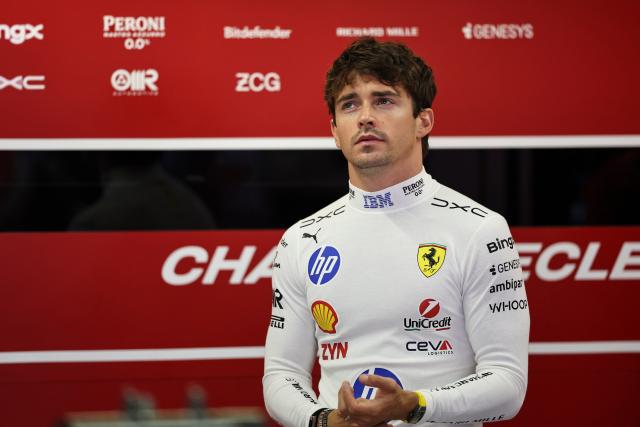 (260905) -- MONZA, Sept. 5, 2026 (Xinhua) -- Ferrari's Charles Leclerc of Monaco reacts before the third practice session of the Formula 1 Italian Grand Prix at Monza Circuit, near Milan, Italy, on Sept. 5, 2026. (Xinhua/Li Jing)