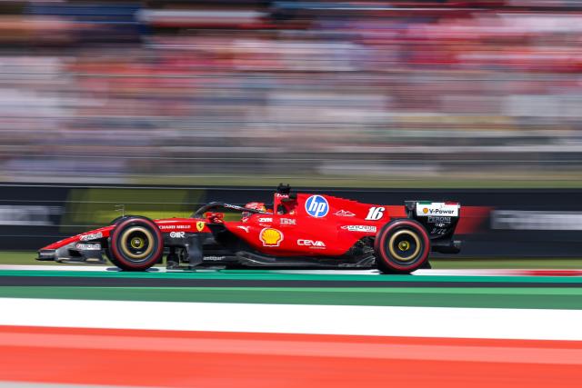 (260905) -- MONZA, Sept. 5, 2026 (Xinhua) -- Ferrari's Charles Leclerc of Monaco races during the third practice session of the Formula 1 Italian Grand Prix at Monza Circuit, near Milan, Italy, on Sept. 5, 2026. (Photo by Qian Jun/Xinhua)