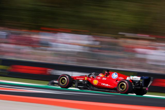 (260905) -- MONZA, Sept. 5, 2026 (Xinhua) -- Ferrari's Charles Leclerc of Monaco races during the third practice session of the Formula 1 Italian Grand Prix at Monza Circuit, near Milan, Italy, on Sept. 5, 2026. (Photo by Qian Jun/Xinhua)
