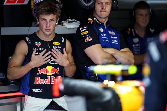(260905) -- MONZA, Sept. 5, 2026 (Xinhua) -- Red Bull Racing's Liam Lawson of New Zealand reacts before the third practice session of the Formula 1 Italian Grand Prix at Monza Circuit, near Milan, Italy, on Sept. 5, 2026. (Xinhua/Li Jing)