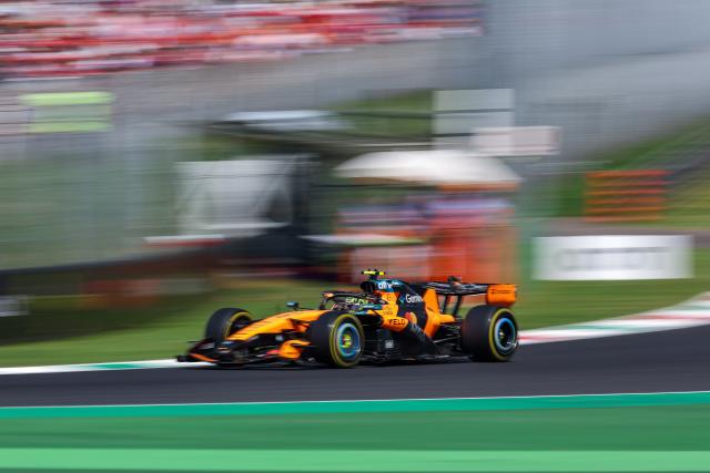 (260905) -- MONZA, Sept. 5, 2026 (Xinhua) -- McLaren's Lando Norris of Britain races during the third practice session of the Formula 1 Italian Grand Prix at Monza Circuit, near Milan, Italy, on Sept. 5, 2026. (Photo by Qian Jun/Xinhua)