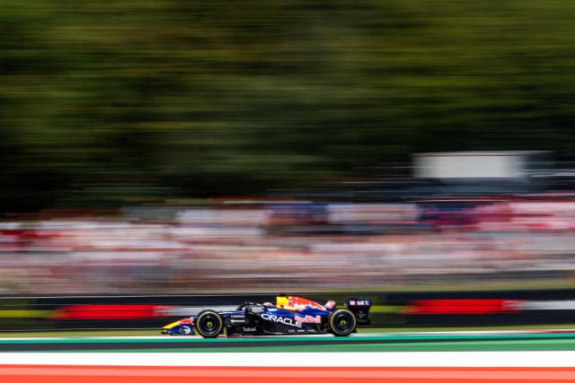 (260905) -- MONZA, Sept. 5, 2026 (Xinhua) -- Red Bull's Max Verstappen of the Netherlands races during the third practice session of the Formula 1 Italian Grand Prix at Monza Circuit, near Milan, Italy, on Sept. 5, 2026. (Photo by Qian Jun/Xinhua)