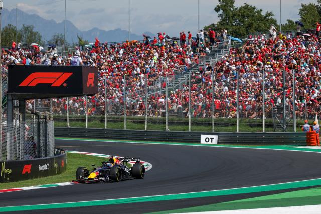 (260905) -- MONZA, Sept. 5, 2026 (Xinhua) -- Red Bull's Max Verstappen of the Netherlands races during the third practice session of the Formula 1 Italian Grand Prix at Monza Circuit, near Milan, Italy, on Sept. 5, 2026. (Photo by Qian Jun/Xinhua)