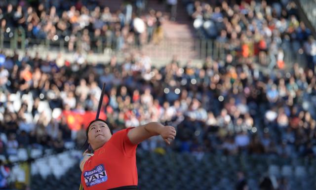 (260906) -- BRUSSELS, Sept. 6, 2026 (Xinhua) -- Yan Ziyi of China competes during the women's javelin final at the 2026 World Athletics Diamond League athletics meeting in Brussels, on Sept. 5, 2026. (Xinhua/Weng Xinyang)