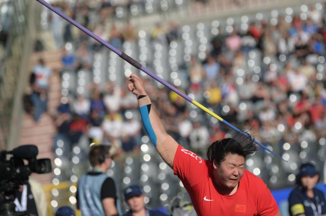 (260906) -- BRUSSELS, Sept. 6, 2026 (Xinhua) -- Yan Ziyi of China competes during the women's javelin final at the 2026 World Athletics Diamond League athletics meeting in Brussels, on Sept. 5, 2026. (Xinhua/Weng Xinyang)