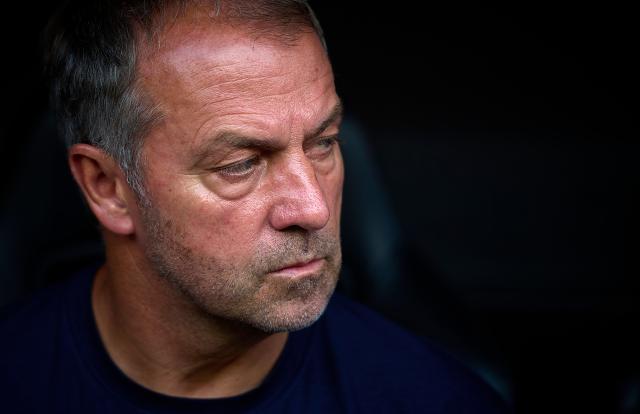 (260907) -- VALENCIA, Sept. 7, 2026 (Xinhua) -- Barcelona's Hansi Flick reacts before the Spanish La Liga football match between Valencia CF and FC Barcelona in Valencia, Spain, Sept. 6, 2026. (Str/Xinhua)