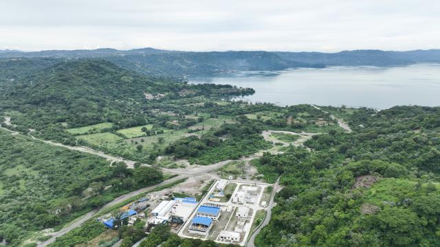(260907) -- SAN SALVADOR, Sept. 7, 2026 (Xinhua) -- This aerial drone photo shows the Ilopango Water Supply Plant and its surrounding area in eastern Greater San Salvador, El Salvador, on Sept. 3, 2026. As a livelihood project under China-El Salvador cooperation, the China-aided Ilopango Water Supply Plant will improve water supply for about 250,000 people in seven areas, including Ilopango, Soyapango and San Martin. (Xinhua/Liu Wenhui)