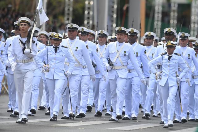(260908) -- BRASILIA, Sept. 8, 2026 (Xinhua) -- Soldiers parade during an Independence Day celebration in Brasilia, Brazil, on Sept. 7, 2026. (Xinhua/Lucio Tavora)