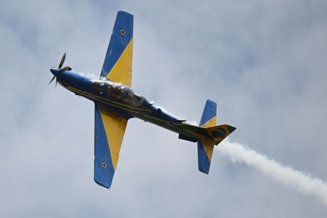 (260908) -- BRASILIA, Sept. 8, 2026 (Xinhua) -- An aircraft from Brazilian Air Force performs during an Independence Day celebration in Brasilia, Brazil, on Sept. 7, 2026. (Xinhua/Lucio Tavora)