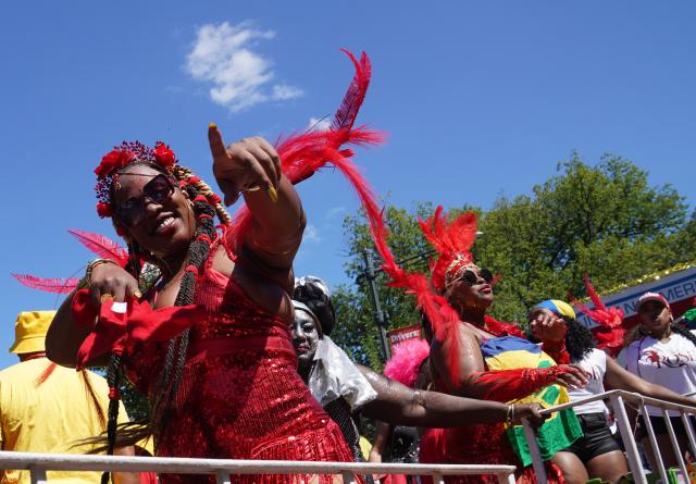 (260908) -- NEW YORK, Sept. 8, 2026 (Xinhua) -- People take part in the West Indian American Day parade in the Brooklyn borough of New York, the United States, on Sept. 7, 2026. The annual event took place on Monday in New York to celebrate Caribbean culture and history. (Xinhua/Zhang Fengguo)