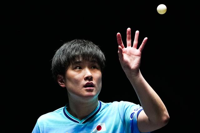 (260908) -- MACAO, Sept. 8, 2026 (Xinhua) -- Harimoto Tomokazu competes during the men's singles first round match between Harimoto Tomokazu of Japan and Mak Tin Ian of China's Macao at the 2026 World Table Tennis (WTT) Champions Macao in Macao, south China, Sept. 8, 2026. (Xinhua/Cheong Kan Ka)