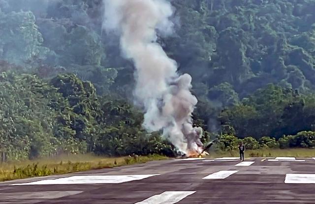 (260908) -- KUCHING, Sept. 8, 2026 (Xinhua) -- This photo taken on Sept. 8, 2026 shows the site of a helicopter crash in the state of Sarawak, Malaysia. All five aboard a helicopter that crashed in the state of Sarawak are confirmed dead, Malaysian authorities said on Tuesday. (Bernama/Handout via Xinhua)