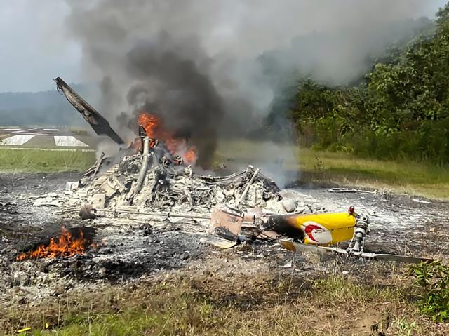 (260908) -- KUCHING, Sept. 8, 2026 (Xinhua) -- This photo taken on Sept. 8, 2026 shows the site of a helicopter crash in the state of Sarawak, Malaysia. All five aboard a helicopter that crashed in the state of Sarawak are confirmed dead, Malaysian authorities said on Tuesday. (Bernama/Handout via Xinhua)