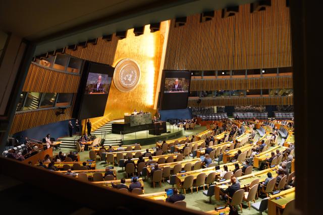 (260908) -- UNITED NATIONS, Sept. 8, 2026 (Xinhua) -- UN Secretary-General Antonio Guterres speaks at the closing meeting of the 80th UN General Assembly at the UN headquarters in New York, Sept. 8, 2026. Outgoing UN General Assembly (UNGA) President Annalena Baerbock declared the 80th UNGA session closed on Tuesday, concluding a year marked by efforts to reform the United Nations, uphold the UN Charter and advance the process for selecting the next secretary-general. (Xinhua/Zhang Fengguo)