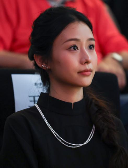(260909) -- VENICE, Sept. 9, 2026 (Xinhua) -- Actress Wang Xiaohui of the Chinese film "Dear You" attends its Italian screening in Venice, Italy, Sept. 8, 2026. The film was screened at the M9 Museum in Mestre, Venice, as part of a Chinese-language film promotion program held during the 83rd Venice International Film Festival. (Xinhua/Wang Kaiyan)