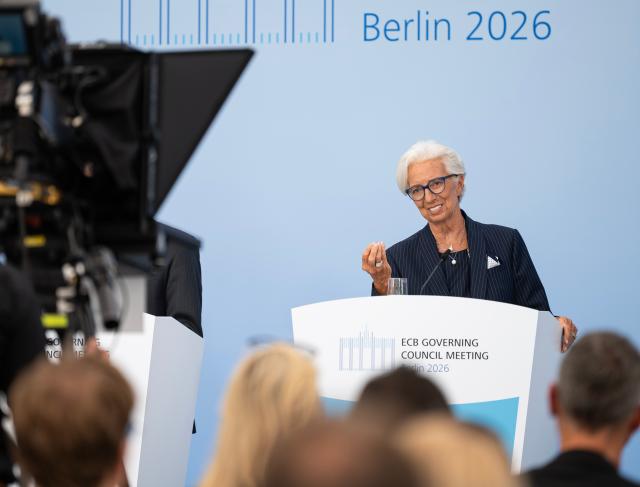 (260910) -- BERLIN, Sept. 10, 2026 (Xinhua) -- European Central Bank (ECB) President Christine Lagarde attends a press conference in Berlin, Germany, on Sept. 10, 2026. The European Central Bank (ECB) announced on Thursday that it will raise the key interest rates by 25 basis points, marking its second rate hike this year amid rising inflationary pressures. (Xinhua/Zhang Haofu)