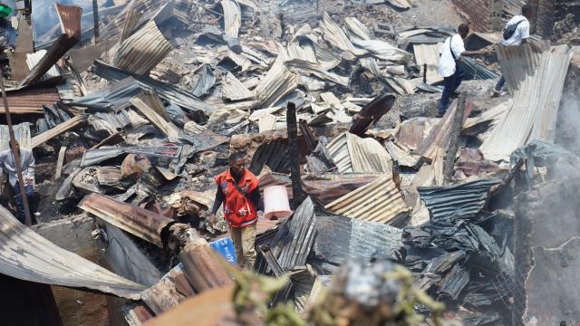 (260910) -- KINSHASA, Sept. 10, 2026 (Xinhua) -- This photo taken on Sept. 10, 2026 shows the fire site in Bukavu, Democratic Republic of the Congo. At least 15 students were killed and several others seriously injured in fires that broke out Thursday in Bukavu, capital of the eastern Democratic Republic of the Congo (DRC)'s South Kivu province, local media reported. (Xinhua)