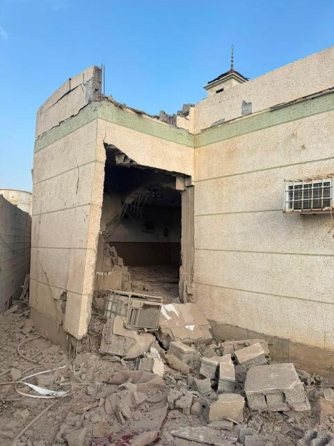 (260912) -- JAZAN, Sept. 12, 2026 (Xinhua) -- This photo taken on Sept. 12, 2026 shows a damaged building in Al-Tuwal governorate of the Jazan region, Saudi Arabia. Saudi Civil Defense said on Saturday that two individuals were injured when a projectile launched by Yemen's Houthi group fell in Al-Tuwal governorate in the Jazan region. (Saudi Press Agency/Handout via Xinhua)
