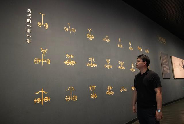 (260913) -- ANYANG, Sept. 13, 2026 (Xinhua) -- A man visits the Yinxu Museum in Anyang, central China's Henan Province, Sept. 12, 2026. The new Yinxu Museum is the first major national thematic archaeological museum dedicated to panoramically showcasing the ancient Shang civilization. 
   In terms of exhibition layout, the museum focuses on the theme of "The Great Shang Civilization." It features three permanent exhibitions, four thematic exhibitions, and one immersive digital exhibition. Nearly 4,000 artifacts (sets) are displayed, including bronze ware, pottery, jade, and oracle bones.
   Since the official opening of the new museum in February 2024, the museum has continued to grow in popularity, making the Shang civilization thrive with renewed vitality in the new era. To date, it has received a total of 6.1 million tourists accumulatively. (Xinhua/Zhang Fan)