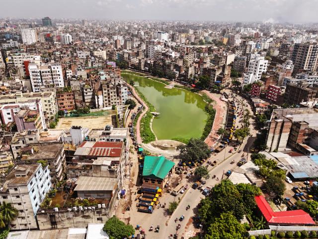 (260914) -- DHAKA, Sept. 14, 2026 (Xinhua) -- An aerial photo taken on Sept. 13, 2026 shows an urban view of Dhaka, Bangladesh. (Photo by Habibur Rahman/Xinhua)