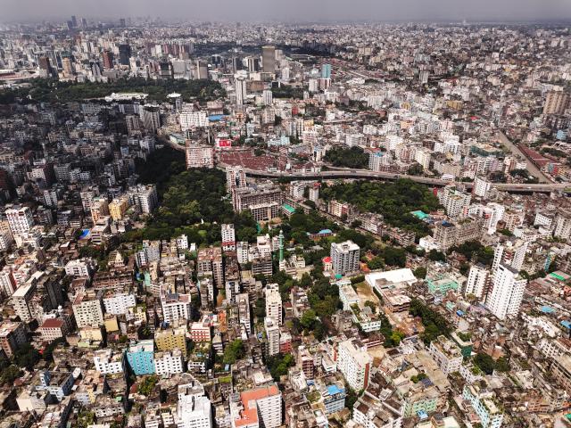 (260914) -- DHAKA, Sept. 14, 2026 (Xinhua) -- An aerial photo taken on Sept. 13, 2026 shows an urban view of Dhaka, Bangladesh. (Photo by Habibur Rahman/Xinhua)