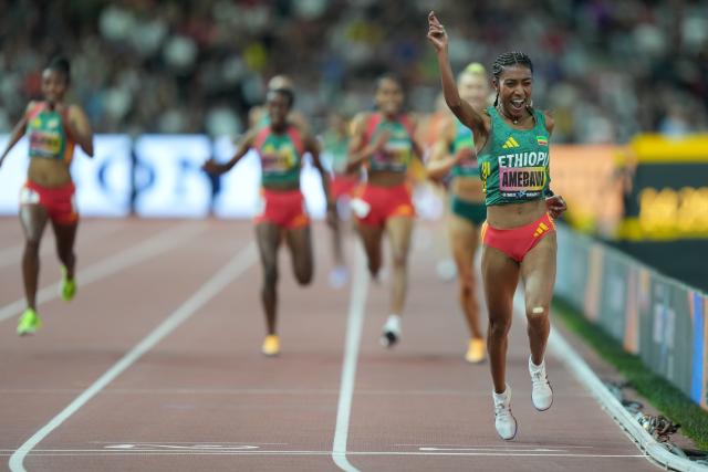 (260914) -- BUDAPEST, Sept. 14, 2026 (Xinhua) -- Likina Amebaw of Ethiopia competes during the women's 5000 meters race at the World Athletics Ultimate Championship in Budapest, Hungary, Sept. 13, 2026. (Photo by Attila Volgyi/Xinhua)
