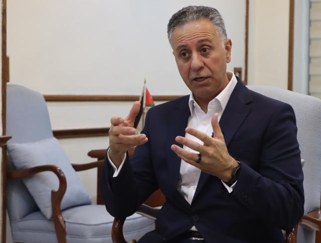 (260914) -- AMMAN, Sept. 14, 2026 (Xinhua) -- Jordanian Minister of Industry, Trade and Supply Yarub Qudah speaks during an exclusive interview with Xinhua in Amman, Jordan, Sept. 6, 2026. TO GO WITH "Interview: Jordanian king's visit to China opens new avenues for practical cooperation, says minister" (Xinhua/He Yiping)