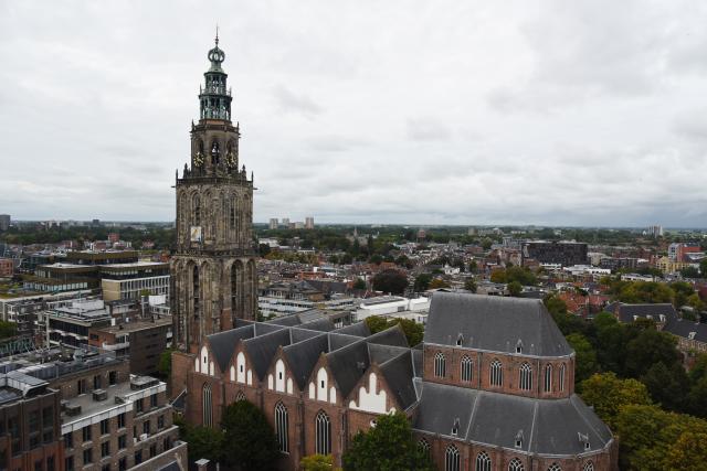 (260914) -- GRONINGEN, Sept. 14, 2026 (Xinhua) -- Photo taken on Sept. 13, 2026 shows the Martinitoren in Groningen, the Netherlands. Groningen, the capital of the Dutch province of Groningen, is a historic city in the north of the Netherlands. (Xinhua/Shao Haijun)