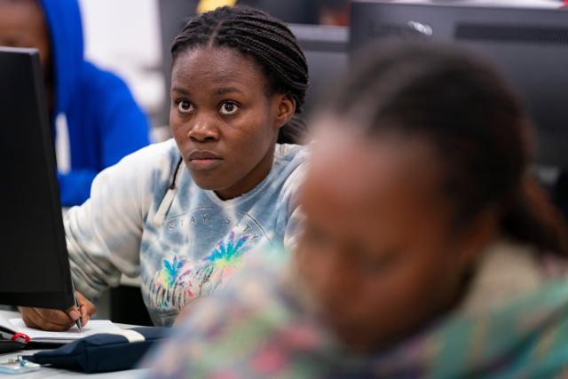 (260915) -- NAIROBI, Sept. 15, 2026 (Xinhua) -- Miriam Achieng Kenyatta takes a Chinese class at the Confucius Institute at the University of Nairobi in Nairobi, Kenya, Sept. 8, 2026. Miriam Achieng Kenyatta, a 23-year-old geospatial engineering student at the University of Nairobi, received a warm reception upon returning home after making history at the 25th "Chinese Bridge" Chinese Proficiency Competition for Foreign College Students.
  Raised in Nairobi's Kibera informal settlement, Achieng's life trajectory was transformed by a childhood curiosity sparked by a television movie. Her passion culminated in the highest-ever ranking by a Kenyan in the prestigious global contest, where she placed among the Top 15 worldwide.
  TO GO WITH "From Kibera to world top 15: Kenyan student makes history in Chinese competition" (Xinhua/Xie Jianfei)