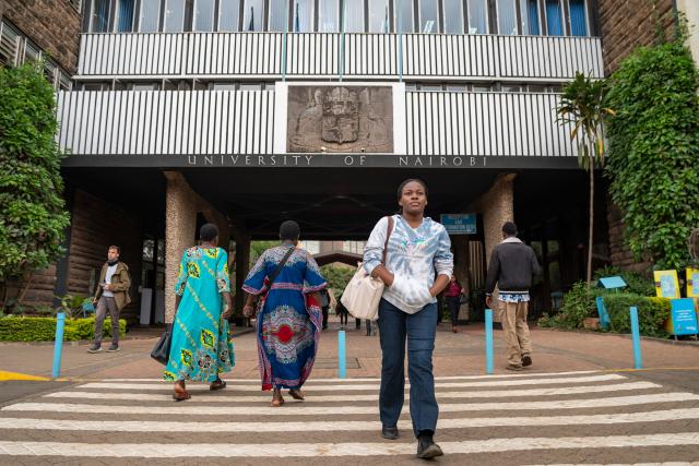 (260915) -- NAIROBI, Sept. 15, 2026 (Xinhua) -- Miriam Achieng Kenyatta (2nd R) walks on the campus of the University of Nairobi in Nairobi, Kenya, Sept. 8, 2026. Miriam Achieng Kenyatta, a 23-year-old geospatial engineering student at the University of Nairobi, received a warm reception upon returning home after making history at the 25th "Chinese Bridge" Chinese Proficiency Competition for Foreign College Students.
  Raised in Nairobi's Kibera informal settlement, Achieng's life trajectory was transformed by a childhood curiosity sparked by a television movie. Her passion culminated in the highest-ever ranking by a Kenyan in the prestigious global contest, where she placed among the Top 15 worldwide.
  TO GO WITH "From Kibera to world top 15: Kenyan student makes history in Chinese competition" (Xinhua/Xie Jianfei)