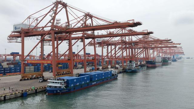 (260916) -- NANNING, Sept. 16, 2026 (Xinhua) -- A drone photo taken on Sept. 16, 2026 shows the Qinzhou Port area of Beibu Gulf Port in Qinzhou, south China's Guangxi Zhuang Autonomous Region. (Xinhua/Zhang Ailin)