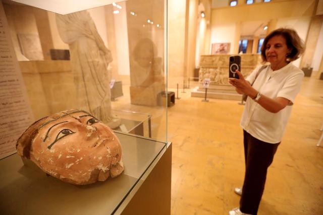 (260916) -- BEIRUT, Sept. 16, 2026 (Xinhua) -- This photo taken on Sept. 16, 2026 shows an ancient Egyptian artifact displayed at a ceremony at the National Museum in Beirut, Lebanon. Lebanon on Wednesday returned to Egypt 37 ancient artifacts that had been illegally smuggled into Lebanon, according to a statement by Lebanon's Culture Ministry. (Xinhua/Bilal Jawich)
