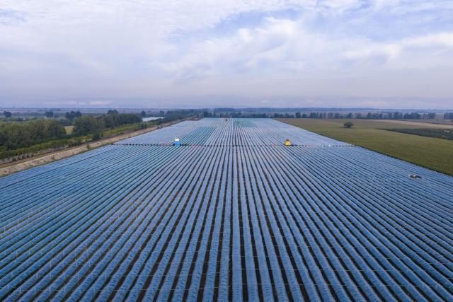 (260917) -- WANRONG, Sept. 17, 2026 (Xinhua) -- An aerial drone photo taken on Sept. 16, 2026 shows greenhouses for grape cultivation in Xisunshi Village in Wanrong County of Yuncheng City, north China's Shanxi Province. (Xinhua/Cao Yang)