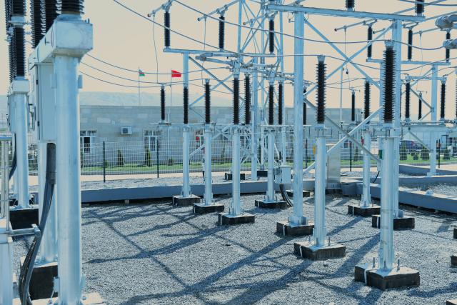 (260917) -- BAKU, Sept. 17, 2026 (Xinhua) -- This photo taken on Sept. 16, 2026 shows the step-up substation of the 100 MW Gobustan solar power plant in Garadagh district of Baku, Azerbaijan. TO GO WITH "Chinese-invested large-scale solar power plant in Azerbaijan connected to grid" (Xinhua/Chen Junfeng)