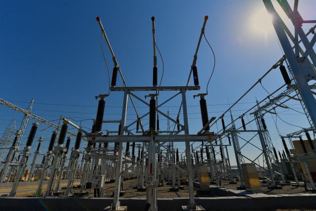 (260917) -- BAKU, Sept. 17, 2026 (Xinhua) -- This photo taken on Sept. 16, 2026 shows the step-up substation of the 100 MW Gobustan solar power plant in Garadagh district of Baku, Azerbaijan. TO GO WITH "Chinese-invested large-scale solar power plant in Azerbaijan connected to grid" (Xinhua/Chen Junfeng)