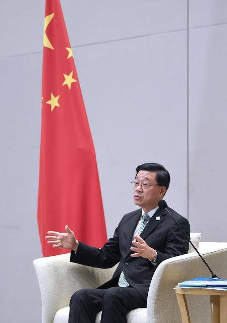 (260918) -- HONG KONG, Sept. 18, 2026 (Xinhua) -- Chief Executive of the Hong Kong Special Administrative Region (HKSAR) John Lee receives an interview in south China's Hong Kong, Sept. 17, 2026. TO GO WITH "Interview: Hong Kong's inaugural 5-year plan aligns with national strategy, targets economic diversification: HKSAR chief executive" (Xinhua/Chen Duo)