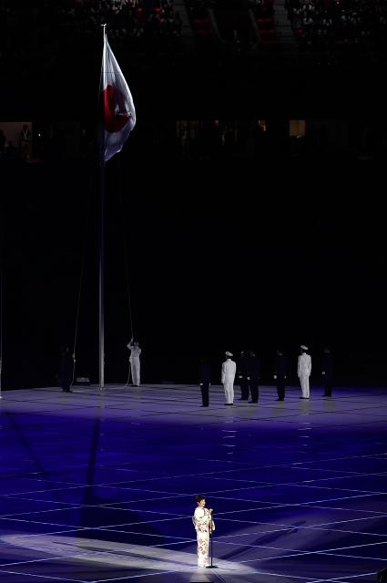 (260919) -- NAGOYA, Sept. 19, 2026 (Xinhua) -- The Japanese national flag is raised during the opening ceremony of the 20th Asian Games Aichi-Nagoya 2026 in Nagoya, Japan, Sept. 19, 2026. (Xinhua/Wang Fei)