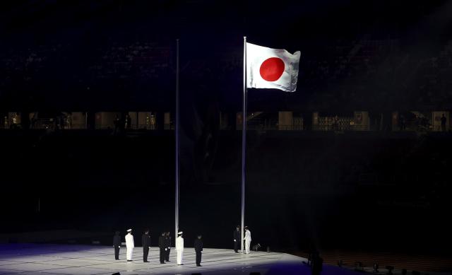 (260919) -- NAGOYA, Sept. 19, 2026 (Xinhua) -- The Japanese national flag is raised during the opening ceremony of the 20th Asian Games Aichi-Nagoya 2026 in Nagoya, Japan, Sept. 19, 2026. (Xinhua/Yao Qilin)