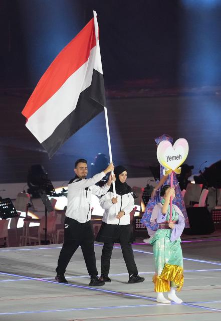 (260919) -- NAGOYA, Sept. 19, 2026 (Xinhua) -- The delegation of Yemen parades into the stadium during the opening ceremony of the 20th Asian Games Aichi-Nagoya 2026 in Nagoya, Japan, Sept. 19, 2026. (Xinhua/Zhou Mi)