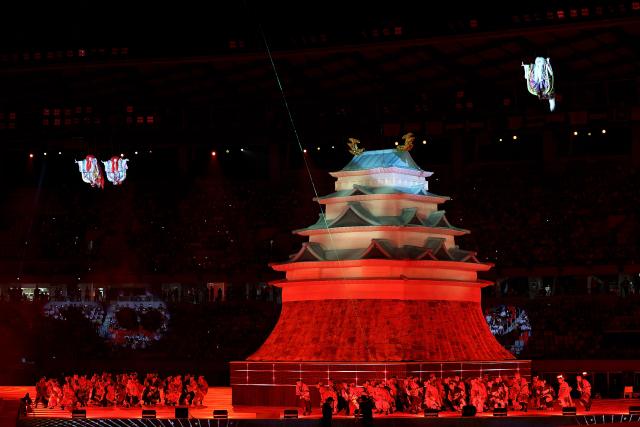 (260919) -- NAGOYA, Sept. 19, 2026 (Xinhua) -- Artists perform during the opening ceremony of the 20th Asian Games Aichi-Nagoya 2026 in Nagoya, Japan, Sept. 19, 2026. (Xinhua/Li Bo)