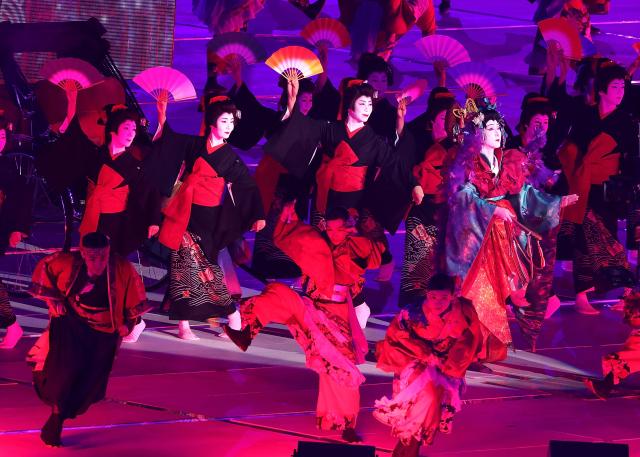 (260919) -- NAGOYA, Sept. 19, 2026 (Xinhua) -- Artists perform during the opening ceremony of the 20th Asian Games Aichi-Nagoya 2026 in Nagoya, Japan, Sept. 19, 2026. (Xinhua/Wang Fei)