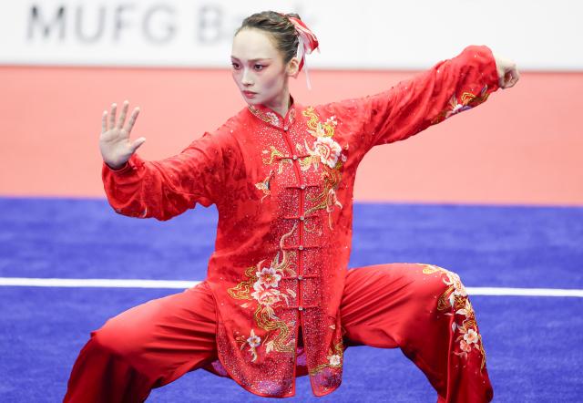 (260920) -- NAGOYA, Sept. 20, 2026 (Xinhua) -- Saito Shiho of Japan competes during the Taijiquan round of the women's Taijiquan and Taijijian final at the 20th Asian Games Aichi-Nagoya 2026 in Nagoya, Japan, Sept. 20, 2026. (Xinhua/Long Lei)