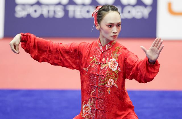 (260920) -- NAGOYA, Sept. 20, 2026 (Xinhua) -- Saito Shiho of Japan competes during the Taijiquan round of the women's Taijiquan and Taijijian final at the 20th Asian Games Aichi-Nagoya 2026 in Nagoya, Japan, Sept. 20, 2026. (Xinhua/Long Lei)