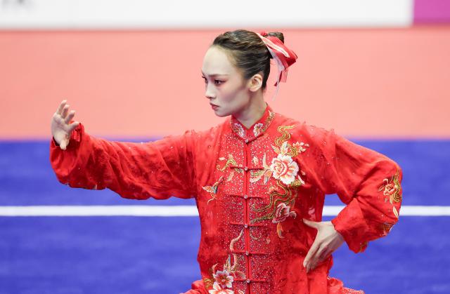 (260920) -- NAGOYA, Sept. 20, 2026 (Xinhua) -- Saito Shiho of Japan competes during the Taijiquan round of the women's Taijiquan and Taijijian final at the 20th Asian Games Aichi-Nagoya 2026 in Nagoya, Japan, Sept. 20, 2026. (Xinhua/Long Lei)